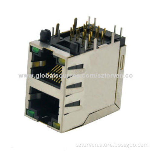 RJ Side Entry 2x1 LED Jack, 0.23 Thickness Brass with Nickel Plating, Available in 2x1-2x8 Pole